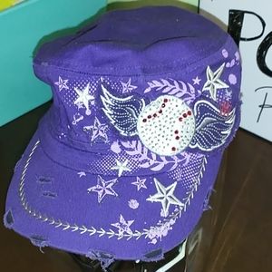 🐾2 for $15 Distressed Purple Rhinestone Baseball Cap